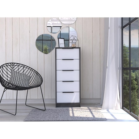 Gfancy Fixtures 18 in. Manufactured Wood Five Drawer Standard Chest; White GF3099978